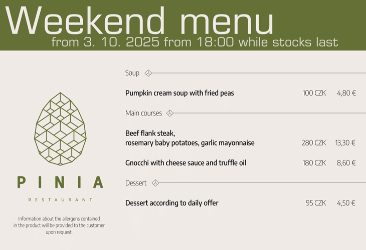 Weekend menu